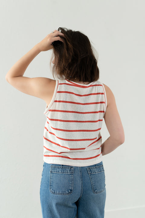 Striped Knit V-Neck Tank Top