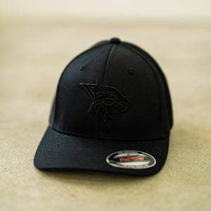 Black on Black Bobcats Powercat Puff Flexfit Trucker Hat