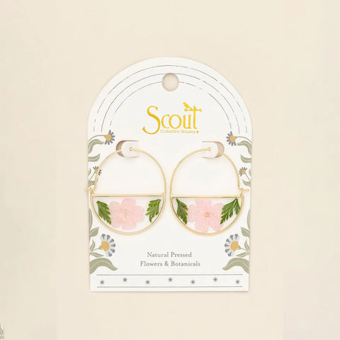 Pressed Flower Hoop Earring