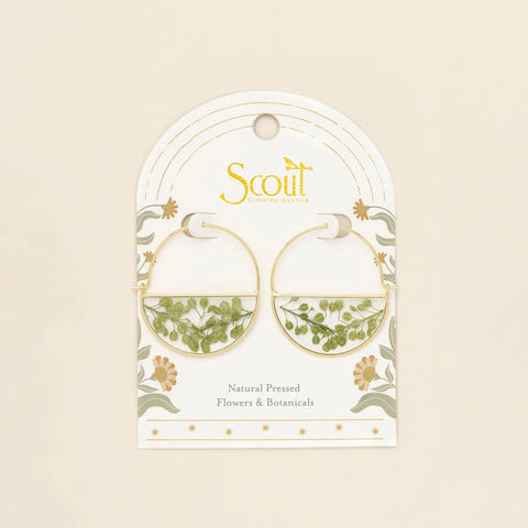 Pressed Flower Hoop Earring