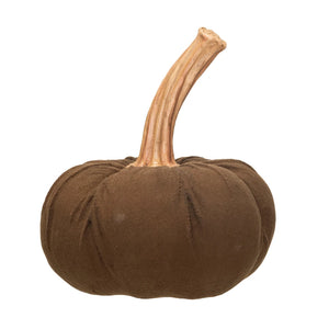 Flocked Resin Pumpkin, Brown