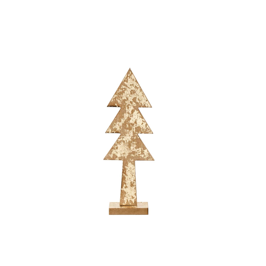 3-3/4"L x 1-3/4"W x 10-1/4"H MDF Tree on Base, Gold Finish
