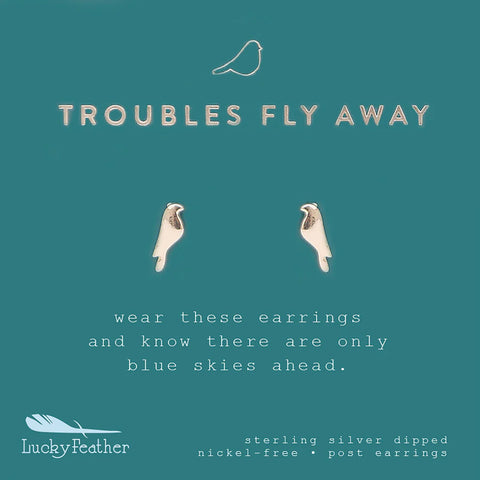 New Moon Silver Earrings - TROUBLES FLY/BIRD