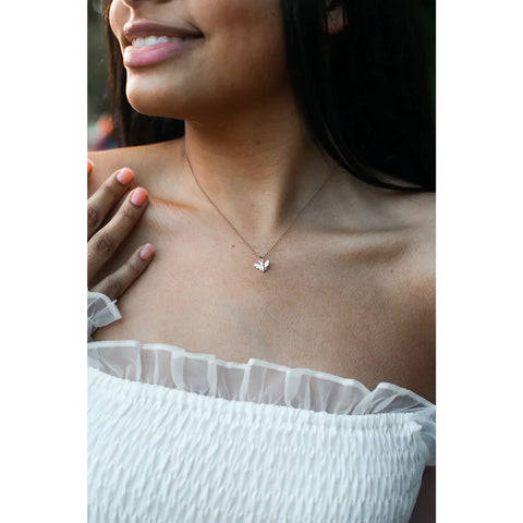 New Moon Silver Necklace - BE HAPPY/BEE