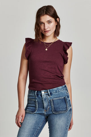 North Ruffled Trimmed Top - Prune