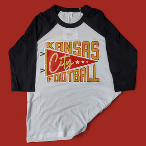 Youth 3/4 Sleeve Kansas City Football (Baseball Tee)