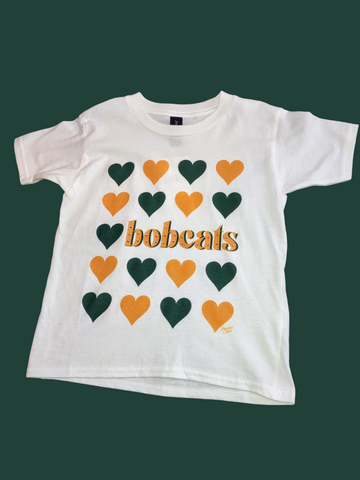 Youth Bobcat Repeat Heart Mascot Tee