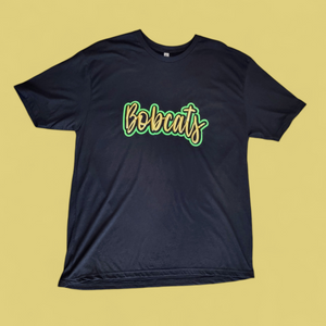 Black Tee with Bobcats Neon Green