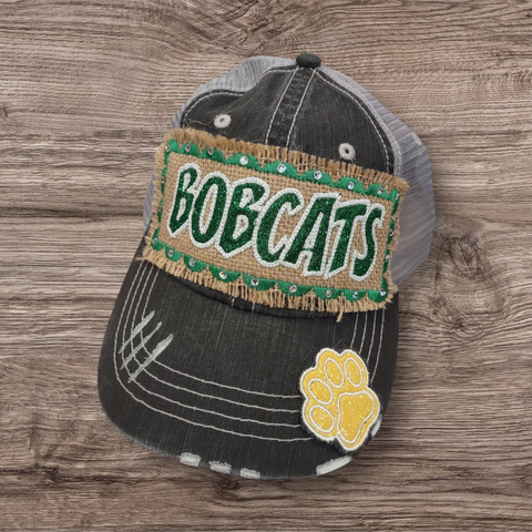 Bobcat Burlap Bling Trucker Hat