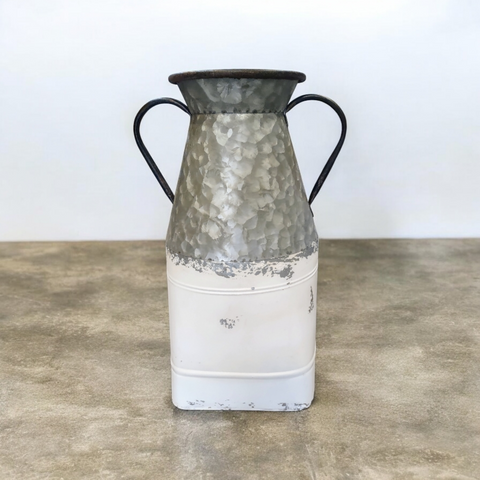 Farmhouse White-Washed Tin Milk Jug