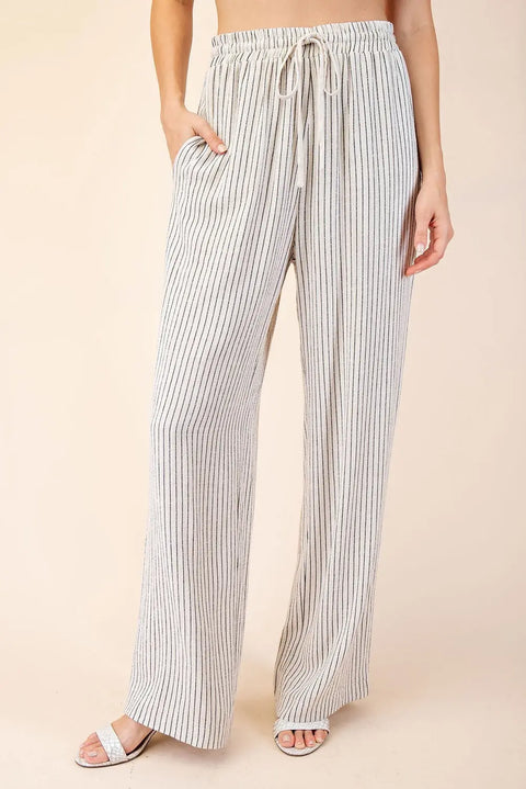 Plus Striped Pants With Drawstring
