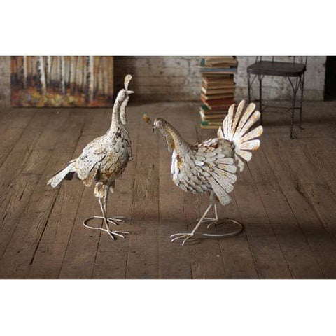 Antique White Metal Turkeys