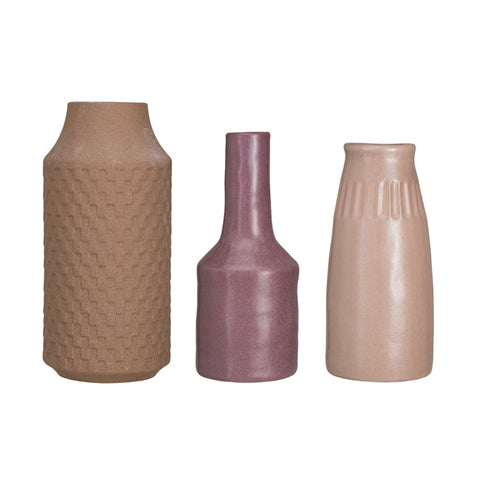 Stoneware Vases, Reactive Glaze, 3 Matte Colors