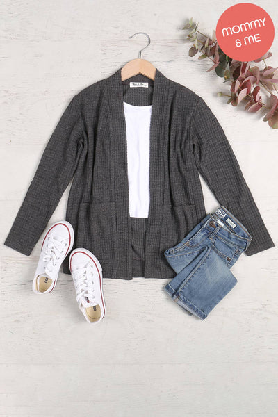 You & Me - SALE!!! YMC30002TKV-KIDS COZY WAFFLE POCKET CARDIGAN: Navy / (L)