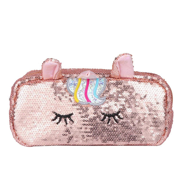 KiddieKickz - Unicorn Sequin Pencil or Cosmetic Bag: Light Pink