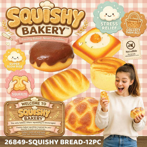 Novelty Brands - Fun Doh Bakery Slow Rise Squishy Bread Variety - 12/Display