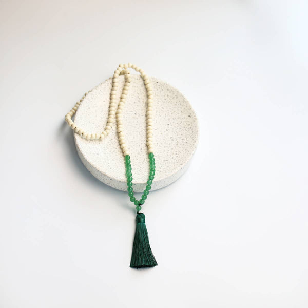 Boho Wood Bead, Tassel Necklace