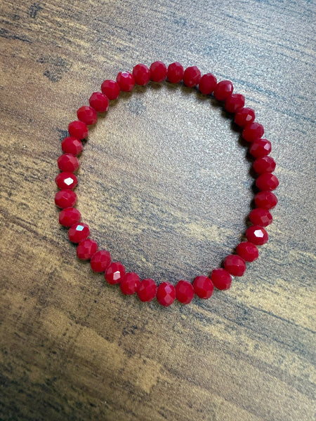 Kansas City Shiny Faceted Red and Yellow Beaded Bracelet- Set of 2!