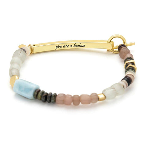 Scout Curated Wears - Hidden Message Bracelet - Badass/Larimar/Gold