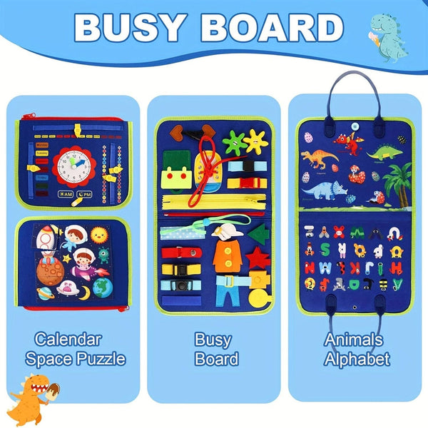 KiddieKickz - 25-IN-1 Busy Board: Montessori Toy For 1-4 Year Old Toddlers: Blue