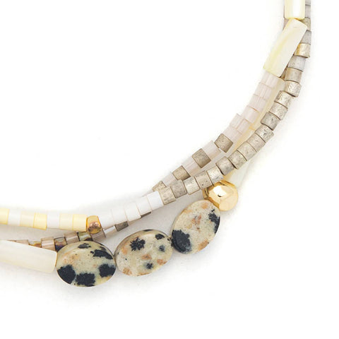 Scout Curated Wears - Mixed Media Bracelet - Joy/Dalmatian Jasper/Gold