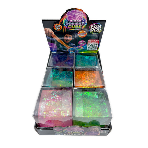 Novelty Brands - Fun Doh JUMBO Squishy Cube | Viral Assortment - 6/Display