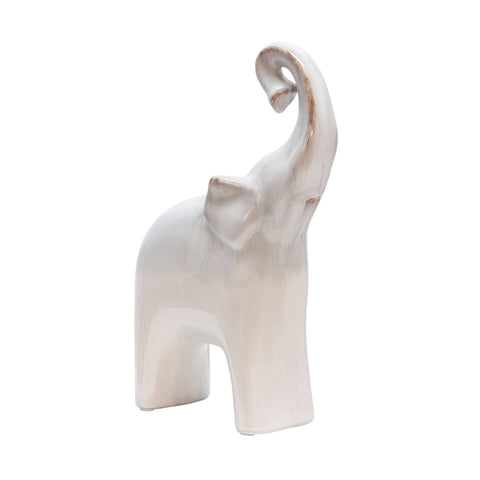 Ivory 6x11 in. Ceramic Novelty Elephant Figurine