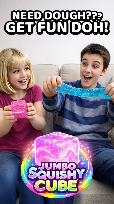 Novelty Brands - Fun Doh JUMBO Squishy Cube | Viral Assortment - 6/Display