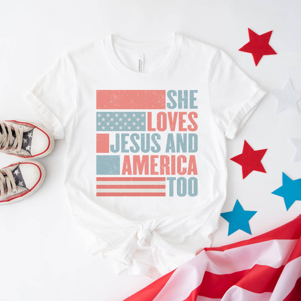 She Loves Jesus and America Too USA Tshirt