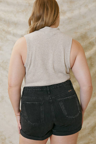 Kan Can USA - Plus Size Black Denim Shorts