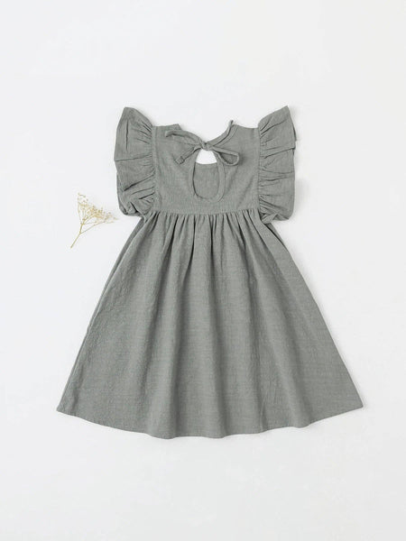 KiddieKickz - Baby Girls' Tie-back Overall Dress: Cotton Summer Casual Wear: Bean Green / 5T-6T