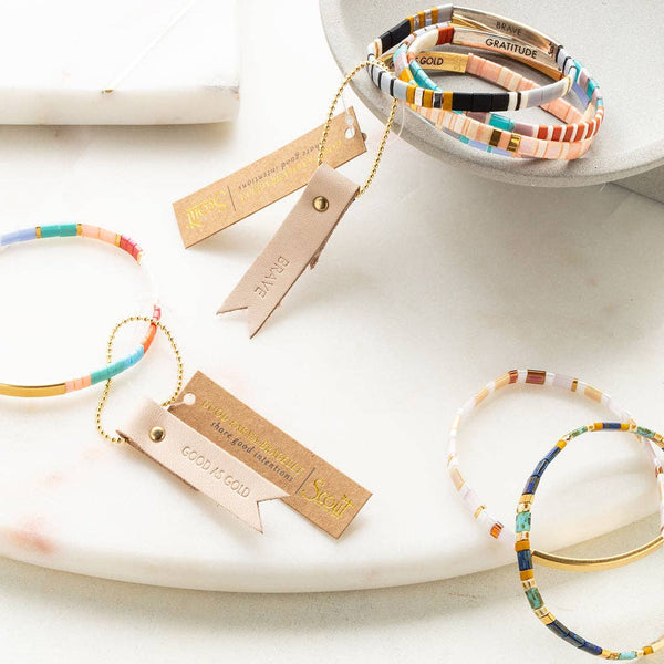 Scout Curated Wears - Good Karma Miyuki Bracelet | Good As Gold - Aqua Multi/Gold