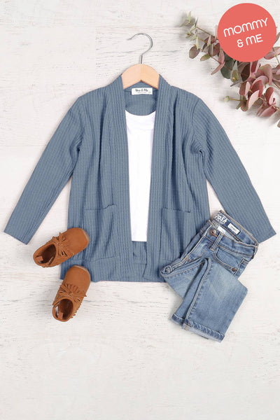 You & Me - SALE!!! YMC30002TKV-KIDS COZY WAFFLE POCKET CARDIGAN: Navy / (XL)