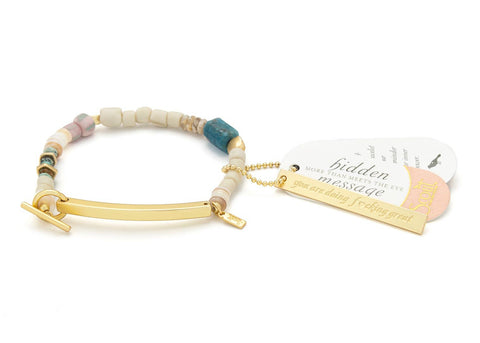 Scout Curated Wears - Hidden Message Bracelet - F♥cking Great/Blue Apatite/Gold