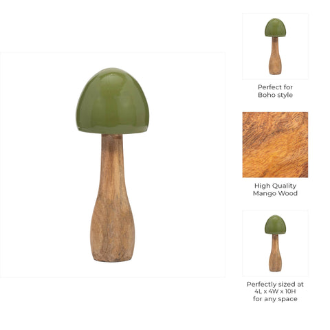 Decorative Figurine - Green Wood Coned Mushroom, 10 in.