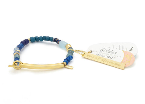 Scout Curated Wears - Hidden Message Bracelet - F♥cking Awesome/Aquamarine/Gold