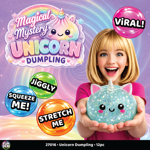 Novelty Brands - Fun Doh Unicorn Mystery Dumpling Squishy Toy - 12/Display