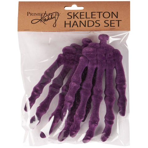 Flocked Purple Skeleton Hand Set