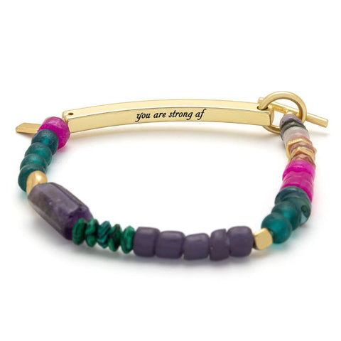 Scout Curated Wears - Hidden Message Bracelet - Strong AF/Amethyst/Gold