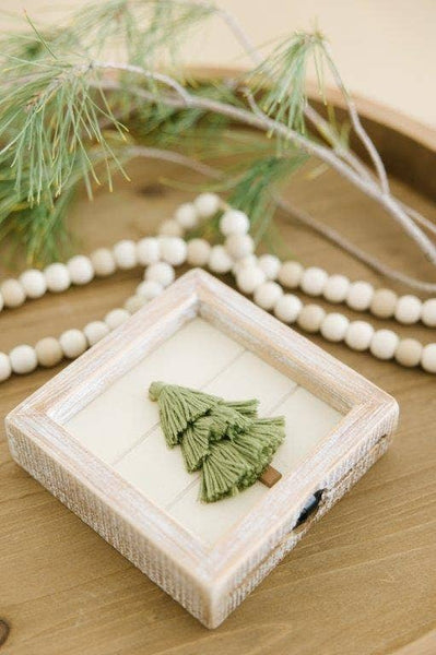 5x5 framed sign TASSEL TREE  CHRISTMAS home Decor
