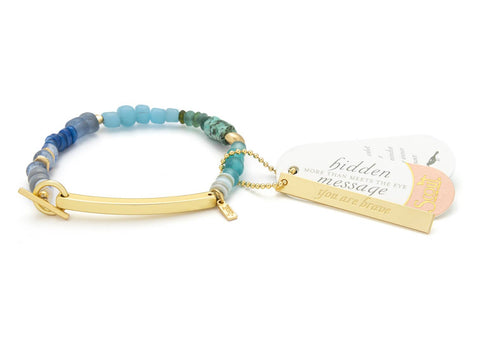 Scout Curated Wears - Hidden Message Bracelet - Brave/African Turquoise/Gold