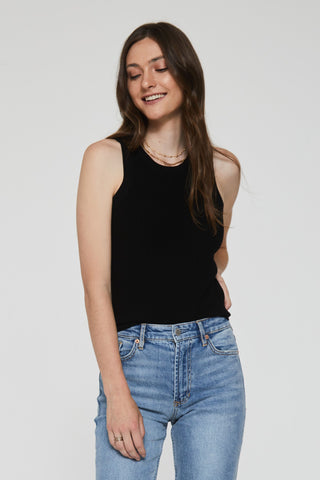 Cora Sleeveless Sweater Tank - Black