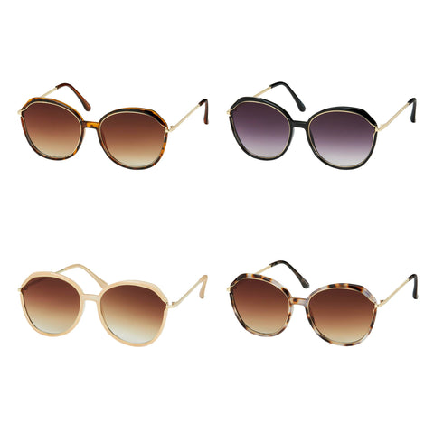 Round Metal Inlay Women's Sunglasses