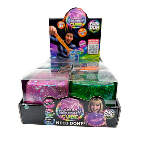 Novelty Brands - Fun Doh JUMBO Squishy Cube | Viral Assortment - 6/Display