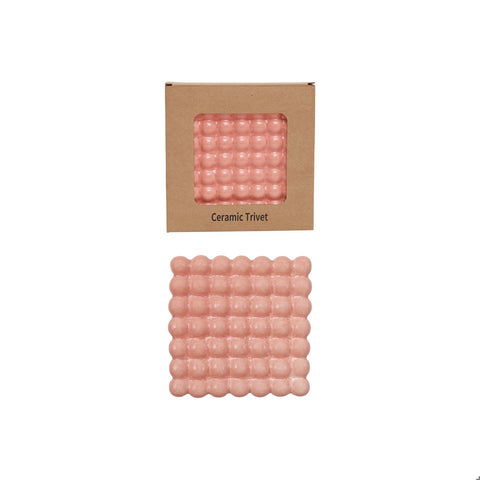 6-1/2" Sq Ceramic Hobnail Trivet