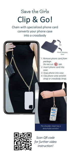 Clip & Go Chain Crossbody Phone Carrier with Zippered Pouch