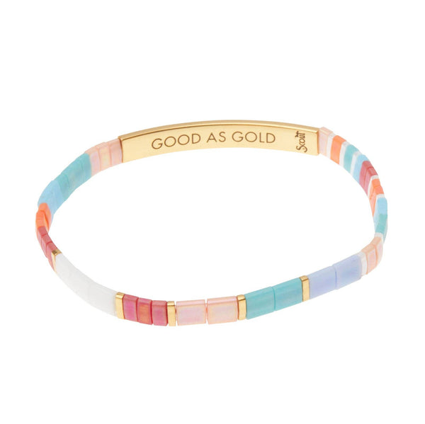 Scout Curated Wears - Good Karma Miyuki Bracelet | Good As Gold - Aqua Multi/Gold