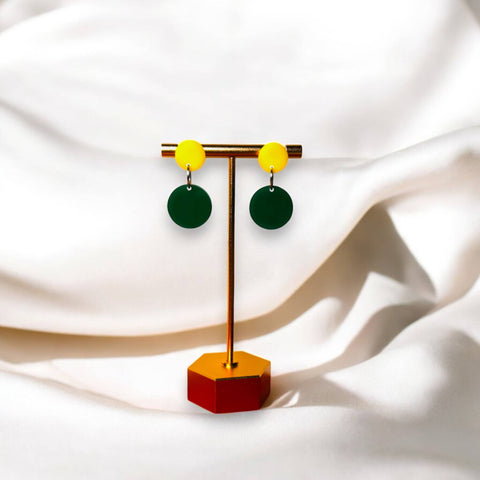 Green & Yellow Acrylic Game Day Earrings