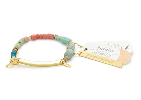 Scout Curated Wears - Hidden Message Bracelet - Crushing It/Amazonite/Gold