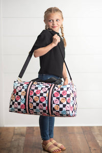 Oopsie Daisy - Kids Smiley Face Checkered Weekender Dance Travel Bag: One Size